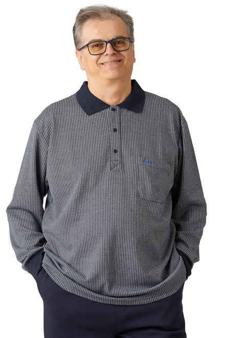 Lucas - Long-Sleeved Adaptive Polo Shirt | Eclipse
