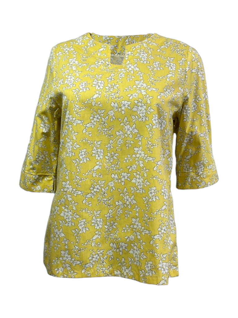 Ladies’ Adaptive Cotton Tunic Blouse – Floral Open-Back