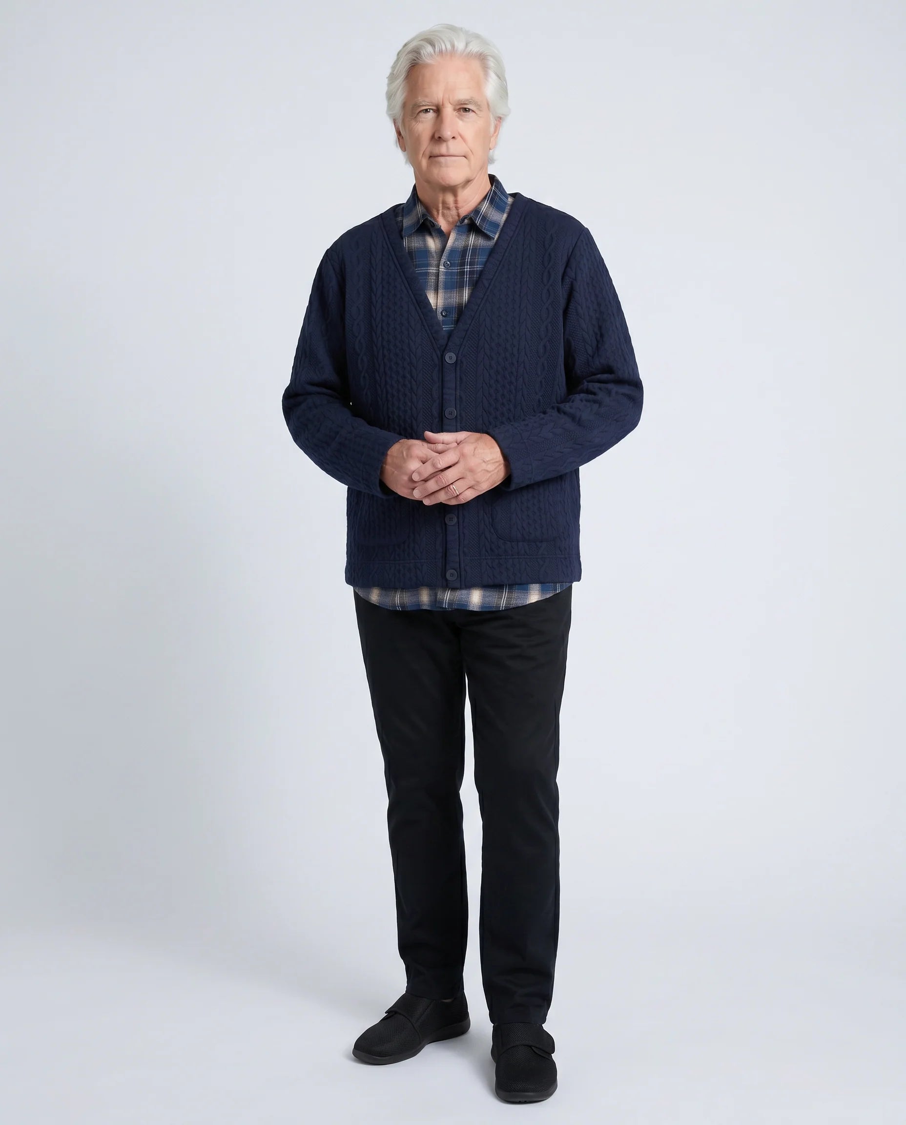 Eddy Adaptive Cardigan | Charcoal | Navy