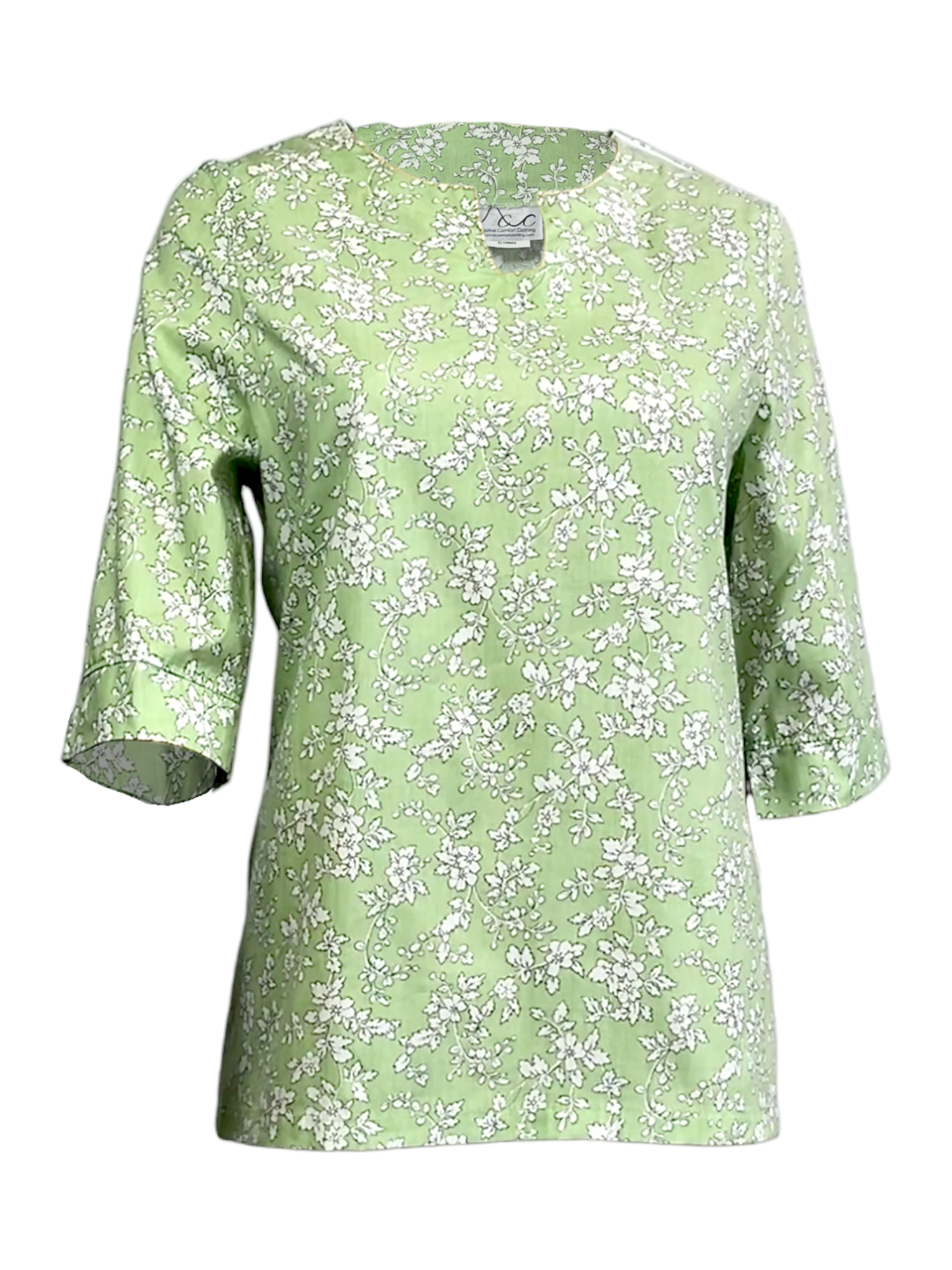 Ladies’ Adaptive Cotton Tunic Blouse – Floral Open-Back
