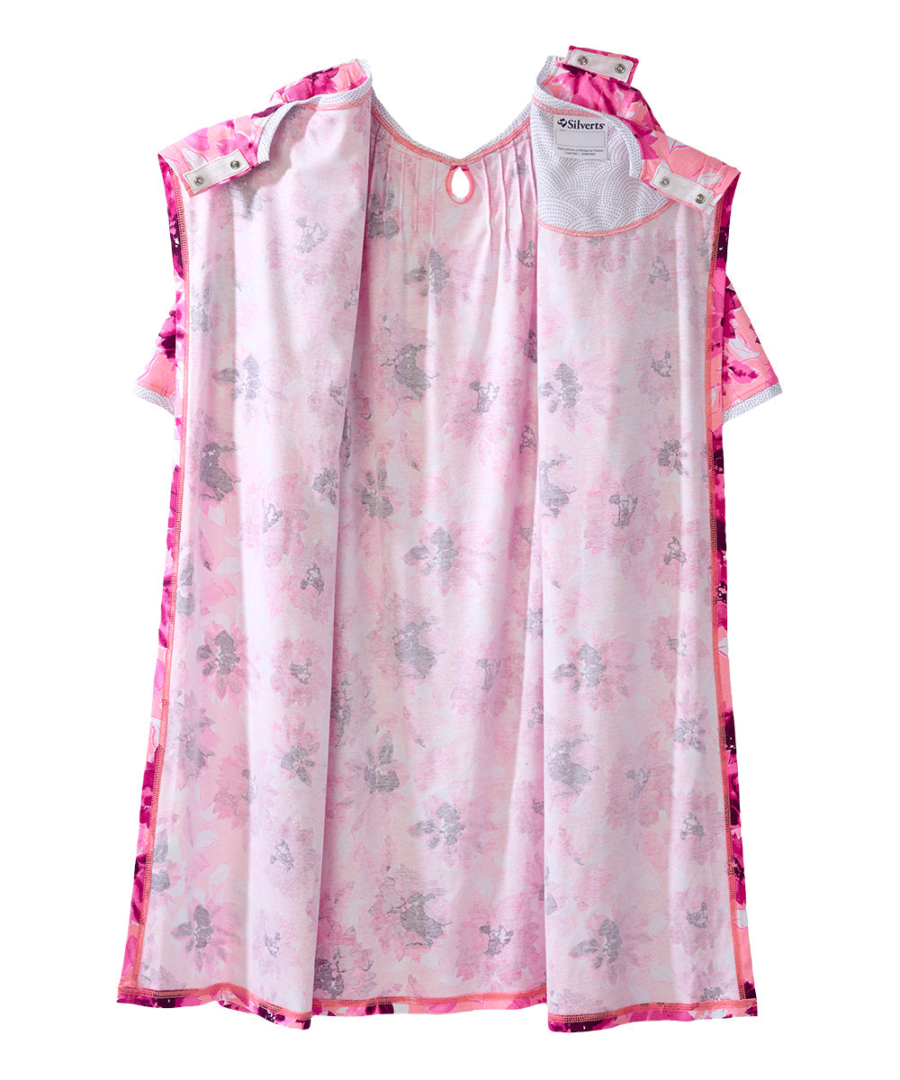Open Back Knit Nightgown with Lace Trim