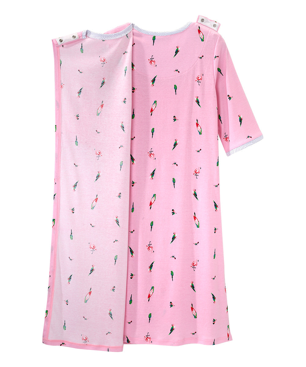 Open Back Knit Nightgown with Lace Trim