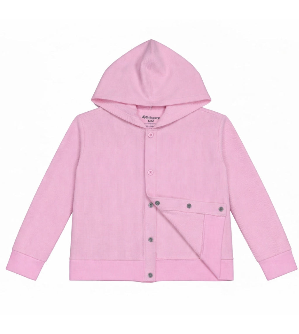 Women's Soft Corduroy Rib Magnetic Button Hoodie