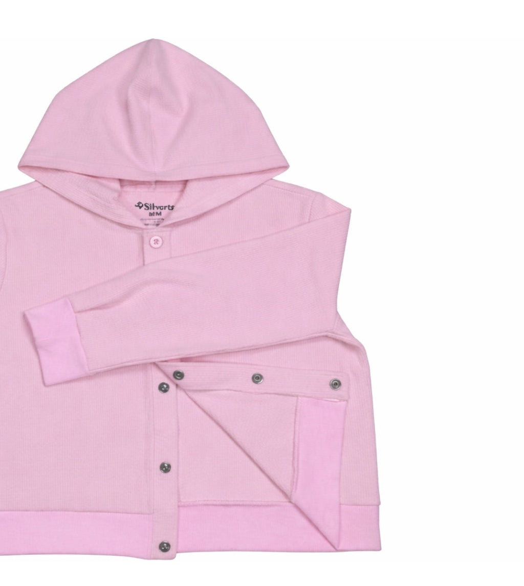 Women's Soft Corduroy Rib Magnetic Button Hoodie