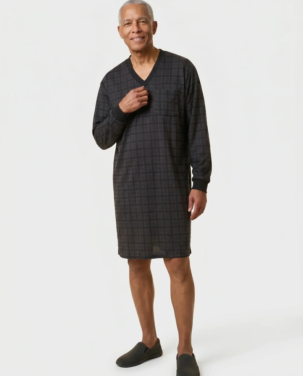 Billy - Adaptive Nightshirt | Black Check