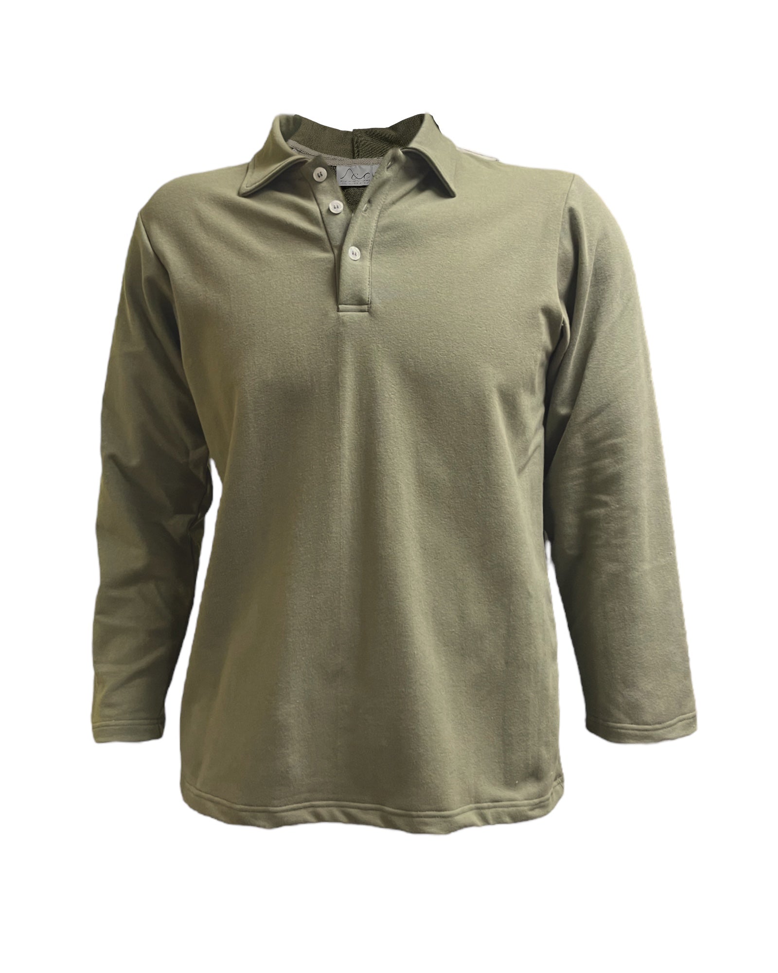Open Back Cotton Polo Long sleeve - MOSS
