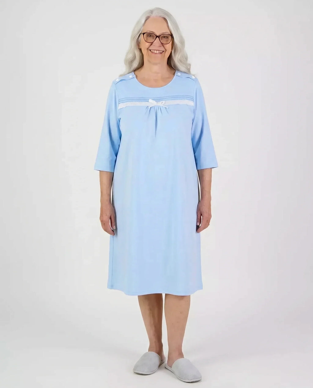 Olivia-Adaptive Nightgown | Blue & Pink