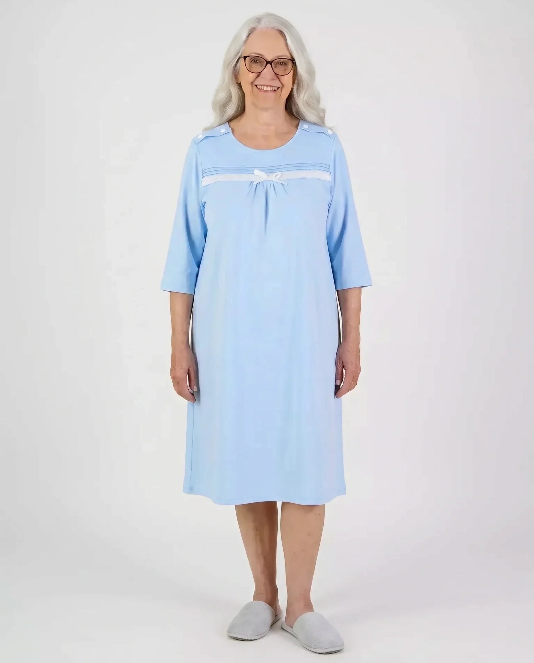 Olivia-Adaptive Nightgown | Blue & Pink