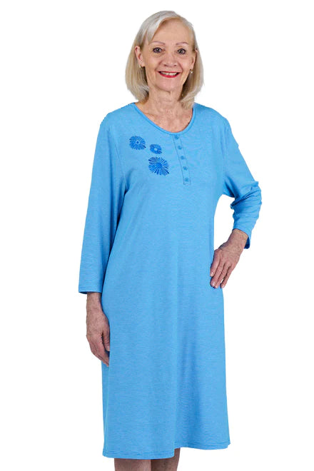 Adaptive Nightgown - Ellie | Blue Stripes