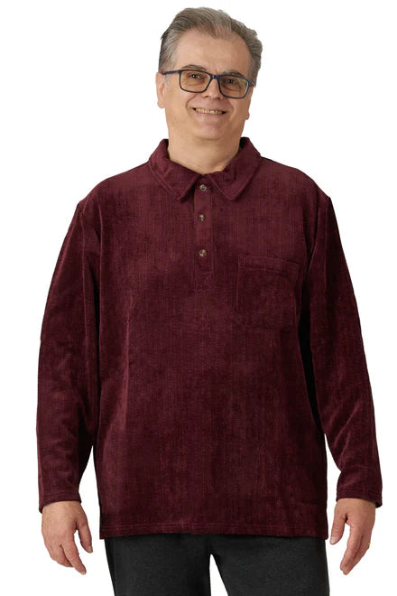 Thomas - Long-Sleeved Adaptive Polo Shirt | Burgundy