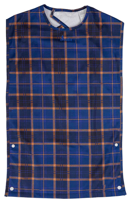 Adult Bib Waterproof Clothing Protector - Navy Plaid