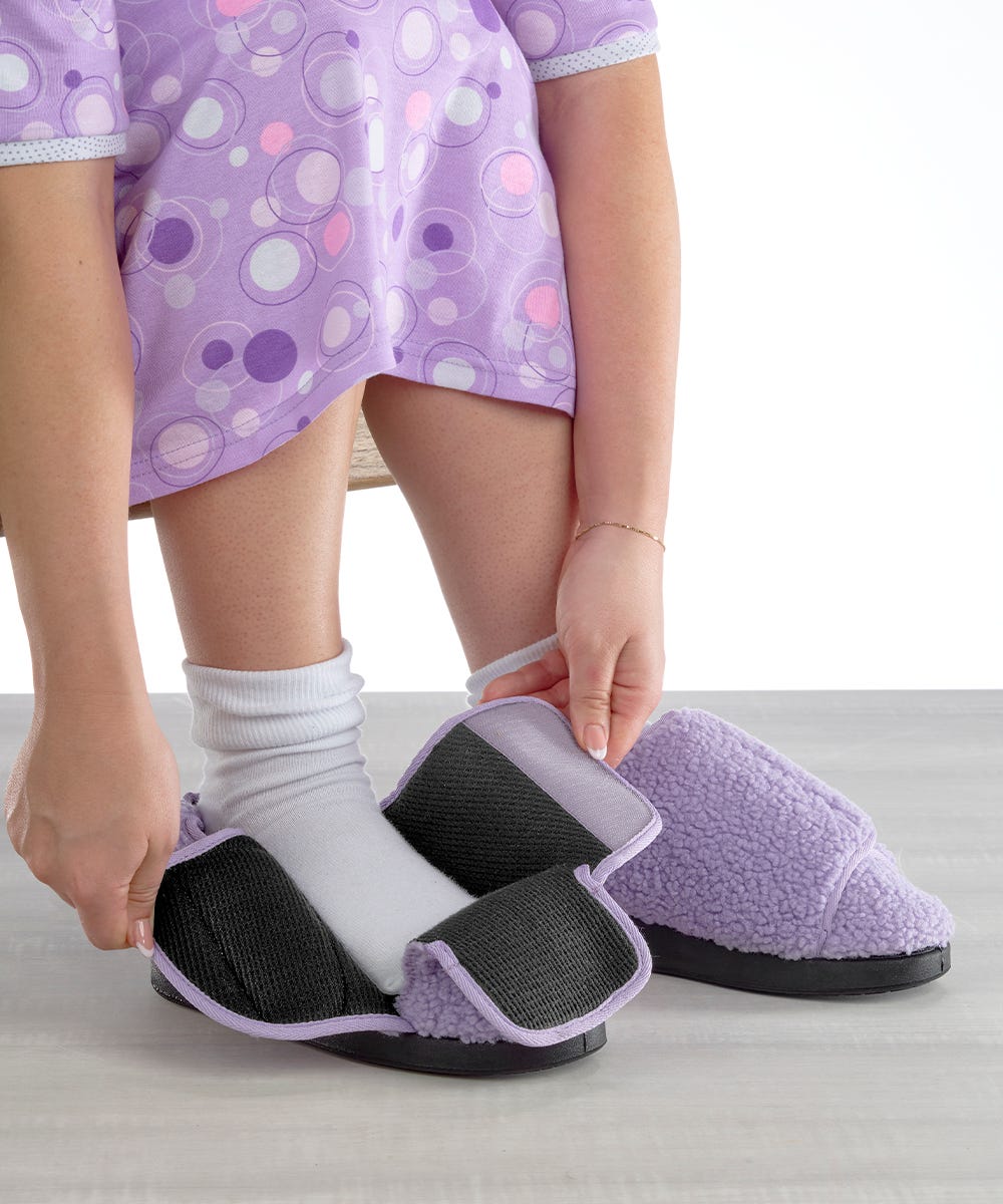 Women’s Slippers with Easy Closures – Adjustable Fit (Regular to Extra Wide)