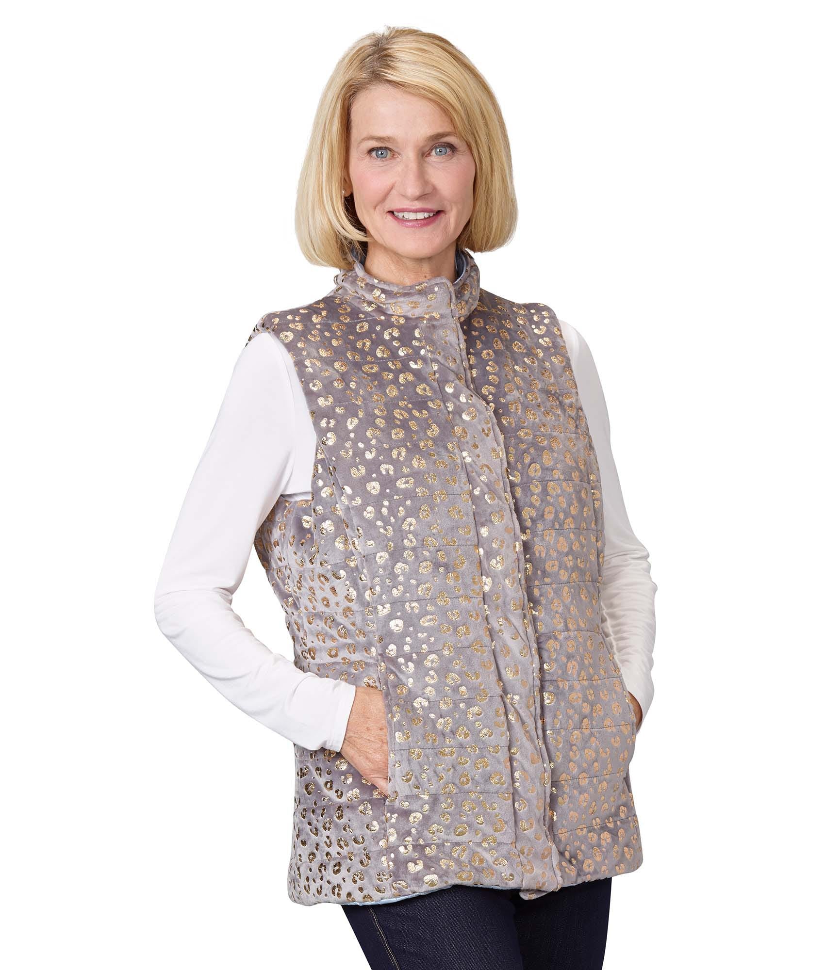 Women's Reversible Magnetic Snap Front Puffer Vest