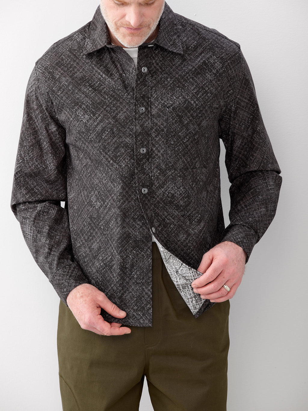 Men's Self Dressing Magnetic Buttons Dress Shirt