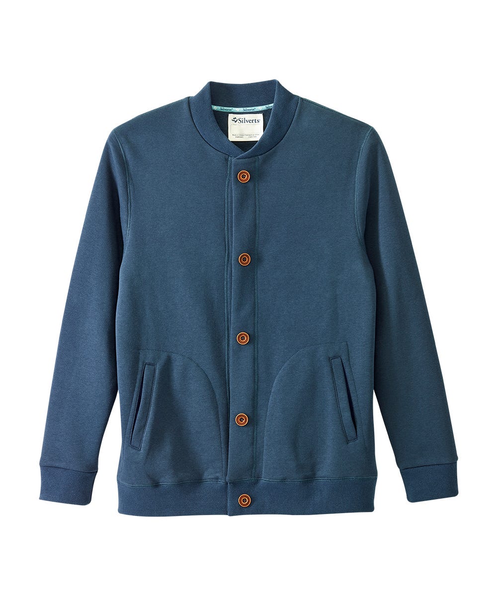 Men's Magnetic Button Front Bomber Jacket