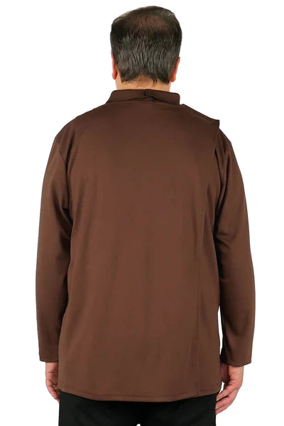 Long-Sleeved Adaptive Polo Shirt for Men - Thomas | Coffee