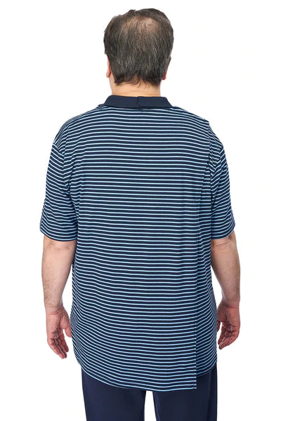Ralfie Adaptive Polo Shirt for Men | Blue Stripes