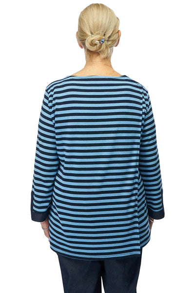 Adaptive Top for Women - Torie | Navy Stripes