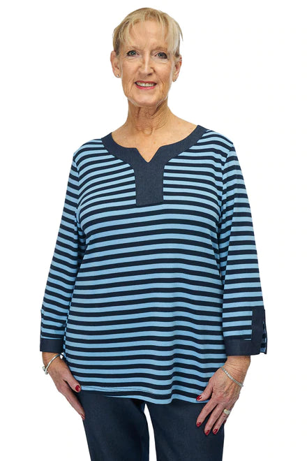 Adaptive Top for Women - Torie | Navy Stripes