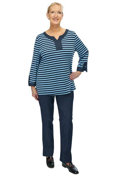 Adaptive Top for Women - Torie | Navy Stripes