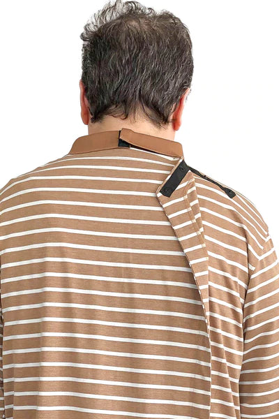 Lucas - Long-Sleeved Adaptive Polo Shirt for Men | Brown